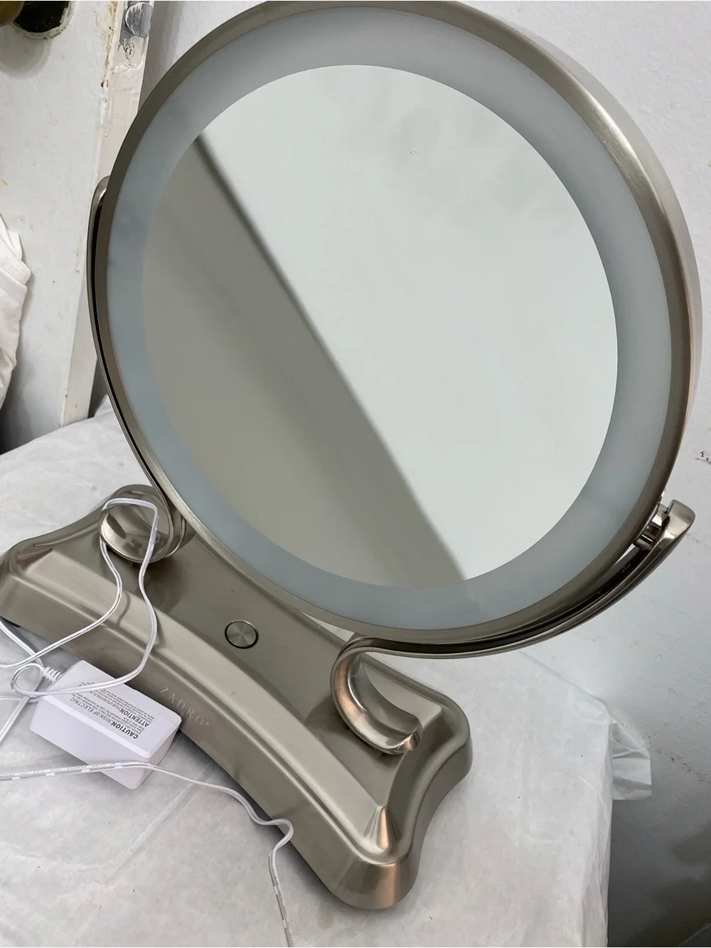Zadro Glamour Lighted Double-Sided Vanity Makeup Mirror with 5X/ 1X Magnifier